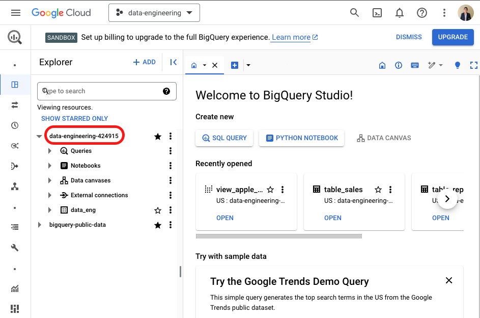 bigquery view